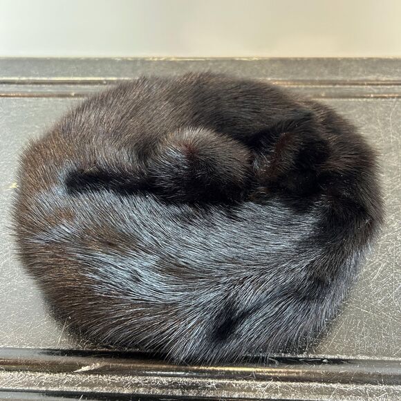 Vintage 60s/70s Genuine Fur Pom Top Beret - Picture 7 of 8